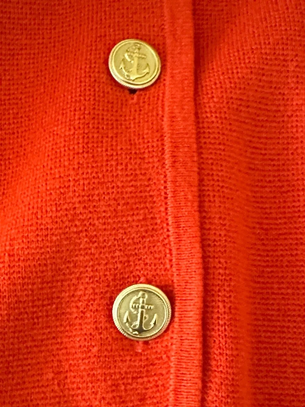 J. Crew Giselle V-Neck Sweater-Blazer in Orange, Gold Buttons Cardigan XL